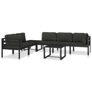 Canapea modulară de mijloc cu perne, antracit, aluminiu - Img 12