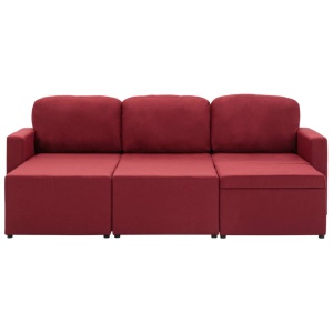 Canapea modulară extensibilă cu 3 locuri, roșu vin, textil - Img 5