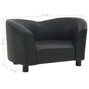 Canapea pentru câini, negru, 67x41x39 cm, piele ecologică - Img 7