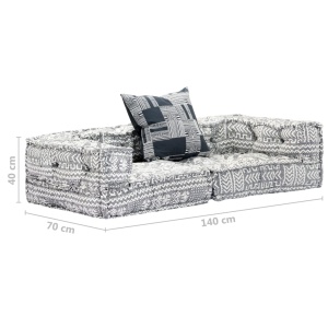 Canapea puf modulară cu 2 locuri, gri deschis, material textil - Img 7