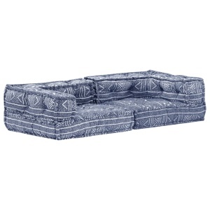 Canapea puf modulară cu 2 locuri, indigo, material textil - Img 2