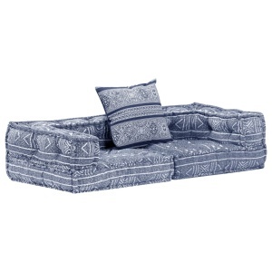 Canapea puf modulară cu 2 locuri, indigo, material textil - Img 9