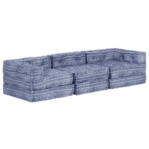 Canapea puf modulară cu 3 locuri, indigo, material textil - Img 3