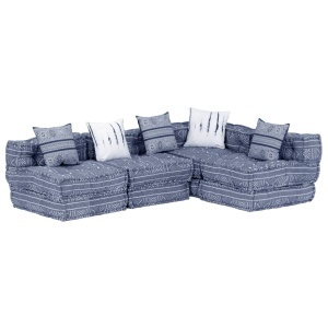 Canapea puf modulară cu 4 locuri, indigo, material textil