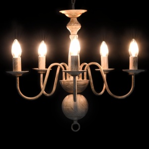 Candelabru antichizat, alb, becuri E14 x 5 - Img 2