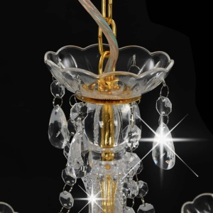 Candelabru cu mărgele, auriu, rotund, 3 becuri E14 - Img 4