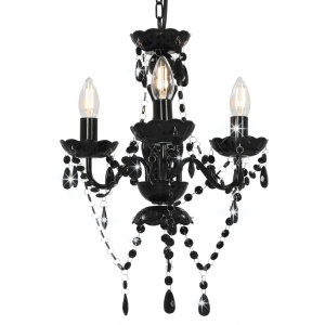 Candelabru cu mărgele, negru, rotund, 3 becuri E14 - Img 3