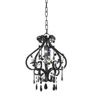 Candelabru cu mărgele, negru, rotund, E14 - Img 2