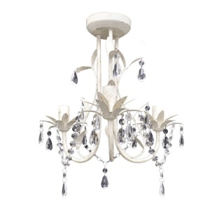 Candelabru elegant cu cristale, Alb - Img 2