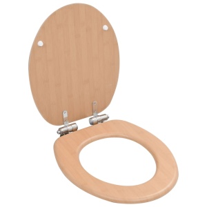 Capac WC cu inchidere silențioasă, MDF, design bambus