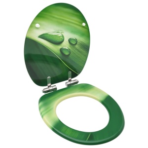 Capac WC inchidere silențioasă, verde, MDF, model picătură apă