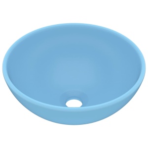Chiuvetă baie lux albastru mat 32,5x14 cm ceramică rotund - Img 2
