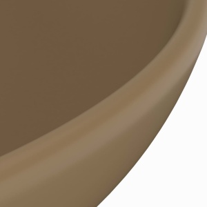 Chiuvetă baie lux, crem mat, 32,5x14 cm, ceramică, rotund - Img 6