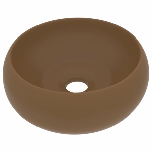 Chiuvetă baie lux, crem mat, 40x15 cm, ceramică, rotund - Img 2