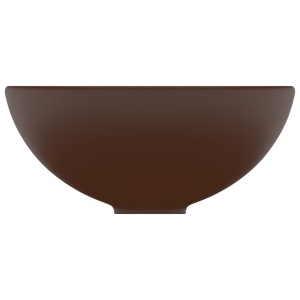 Chiuvetă baie lux maro inchis mat 32,5x14 cm ceramică rotund - Img 4