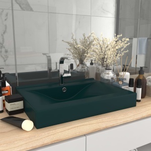 Chiuvetă baie lux, orificiu robinet verde mat 60x46 cm ceramică