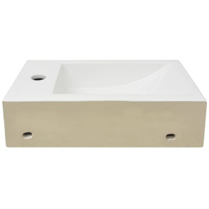 Chiuvetă ceramică dreptunghiulară cu preaplin 46x25,5x12 cm alb - Img 6