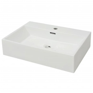 Chiuvetă cu orificiu robinet, ceramică 60,5x42,5x14,5 cm, alb - Img 2