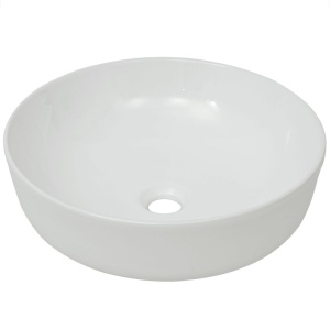 Chiuvetă de baie din ceramică, rotundă, 41,5 x 13,5 cm, alb - Img 2
