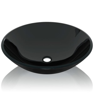 Chiuvetă de baie din sticlă călită, 42 cm, negru - Img 3