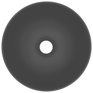 Chiuvetă de baie, gri inchis, ceramică, rotund - Img 4