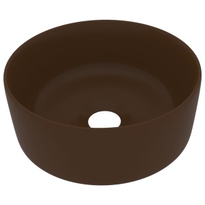 Chiuvetă de baie lux maro inchis mat 40x15 cm ceramică rotund - Img 2
