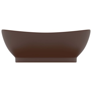 Chiuvetă lux, preaplin maro inchis mat 58,5x39 cm ceramică oval - Img 3