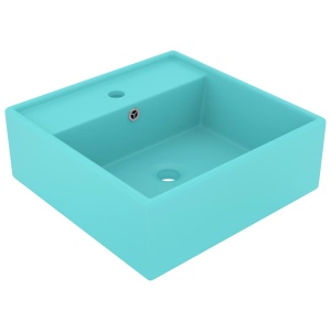 Chiuvetă lux preaplin verde mat 41x41 cm ceramică pătrat - Img 2