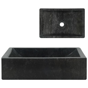 Chiuvetă, negru, 45 x 30 x 12 cm, marmură