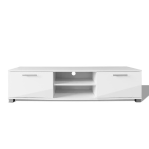 Comodă TV, alb extralucios, 120 x 40,3 x 34,7 cm - Img 3