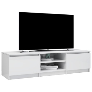 Comodă TV, alb extralucios, 140 x 40 x 35,5 cm, PAL - Img 3