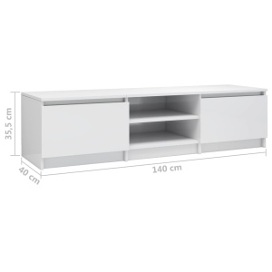 Comodă TV, alb extralucios, 140 x 40 x 35,5 cm, PAL - Img 9