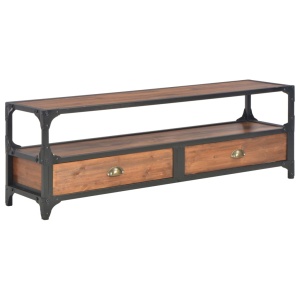 Comodă TV cu 2 sertare, 120 x 30 x 40 cm, lemn masiv din pin