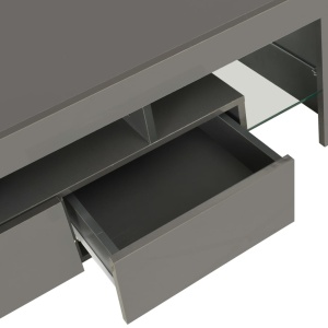Comodă TV cu lumini LED, gri extralucios, 130x35x45 cm - Img 7