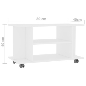 Comodă TV cu rotile, alb, 80 x 40 x 40 cm, PAL - Img 5