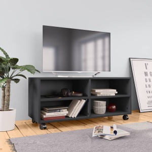 Comodă TV cu rotile, gri, 90x35x35, PAL