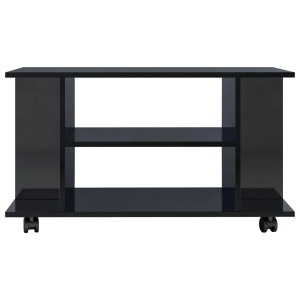 Comodă TV cu rotile, negru foarte lucios, 80 x 40 x 40 cm, PAL - Img 4