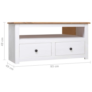 Comodă TV de colț alb 93x49x49 cm lemn masiv pin gama Panama - Img 9