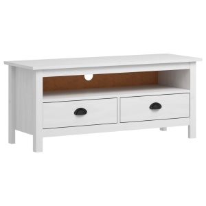 Comodă TV Hill Range, alb, 110x40x47 cm, lemn masiv de pin