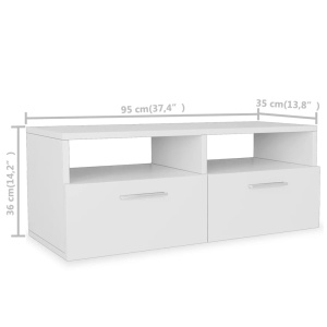 Comodă TV, PAL, 95 x 35 x 36 cm, alb - Img 5