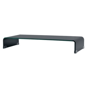 Comodă TV/Suport monitor sticlă, 90 x 30 x 13 cm, negru