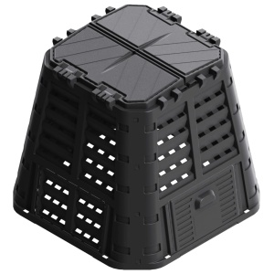 Compostor de grădină, negru, 93,3x93,3x80 cm, 480 L - Img 5