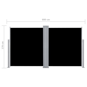 Copertină laterală dublă retractabilă, negru, 170 x 600 cm - Img 11