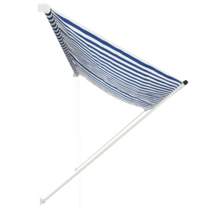 Copertină retractabilă, albastru și alb, 350 x 150 cm - Img 3