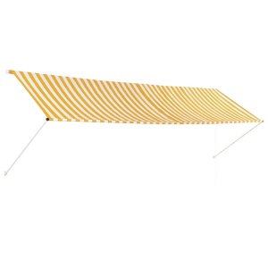 Copertină retractabilă, galben și alb, 400 x 150 cm - Img 2