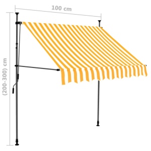Copertină retractabilă manual cu LED, alb &amp; portocaliu, 100 cm - Img 7
