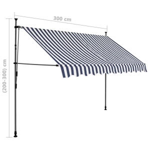 Copertină retractabilă manual cu LED, albastru & alb, 300 cm - Img 7