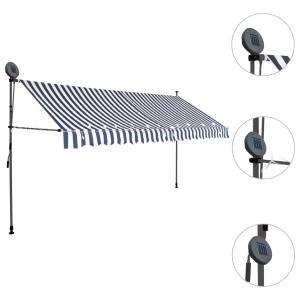 Copertină retractabilă manual cu LED, albastru &amp; alb, 400 cm - Img 3