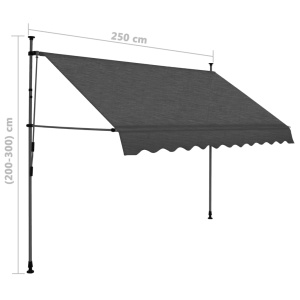 Copertină retractabilă manual cu LED, antracit, 250 cm - Img 7