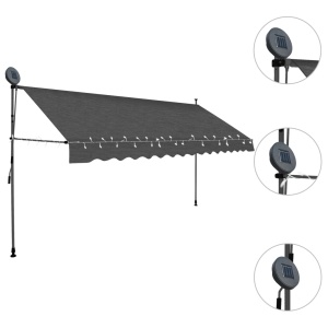 Copertină retractabilă manual cu LED, antracit, 350 cm - Img 3